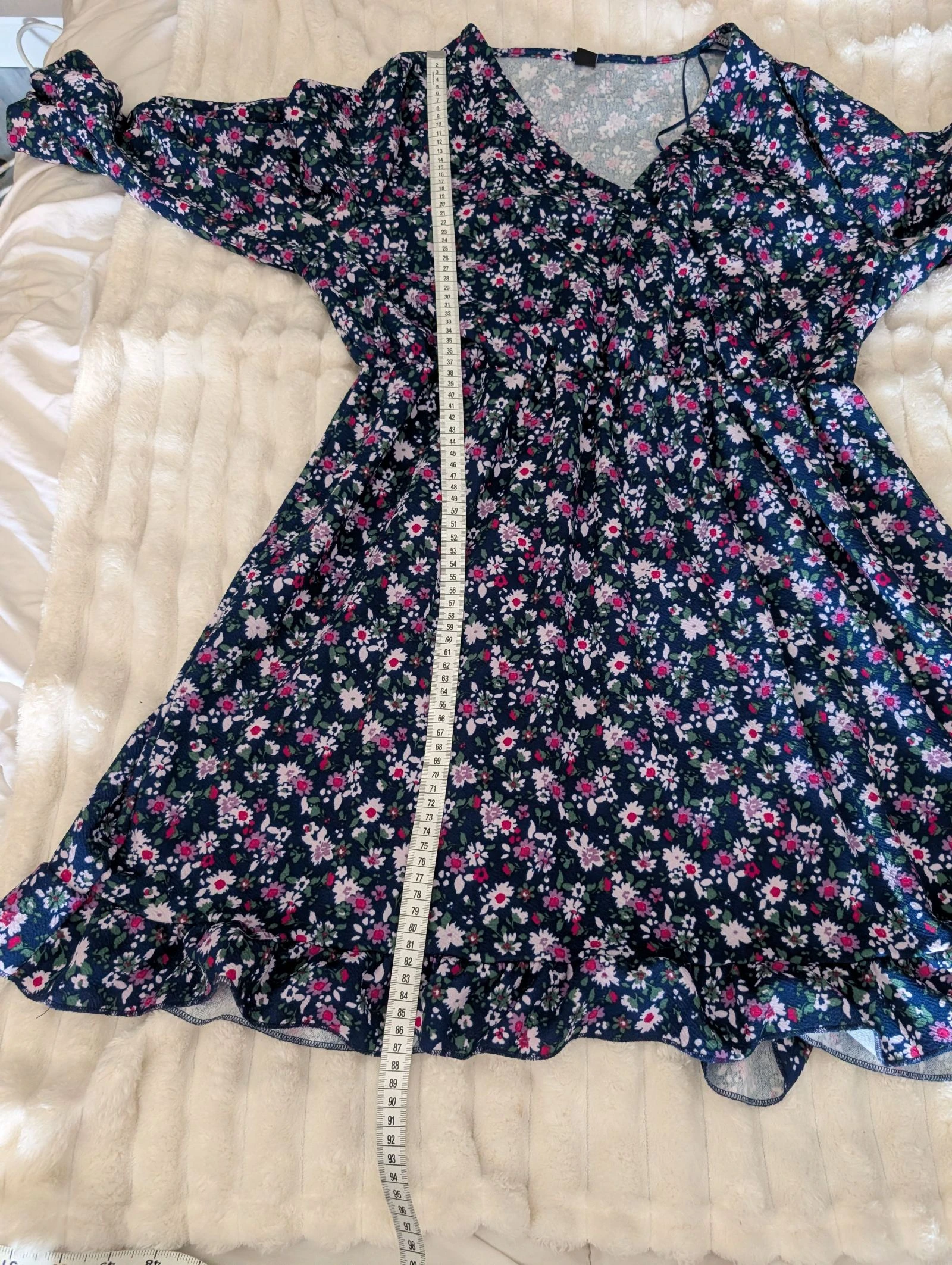 Magnífica Robe floral boêmia azul fluida com coração coberto – Tamanho G – photo 9